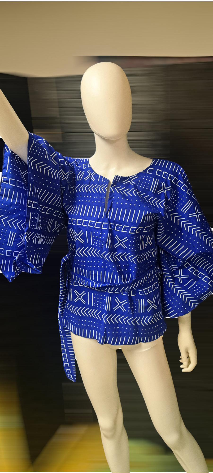 African print bell sleeve shirt