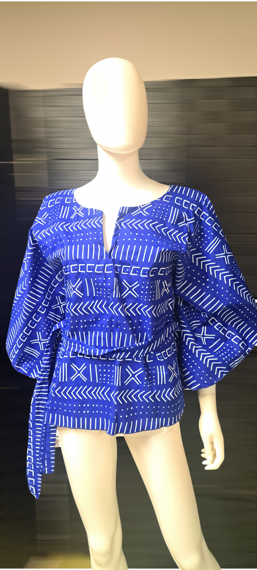 African print bell sleeve shirt