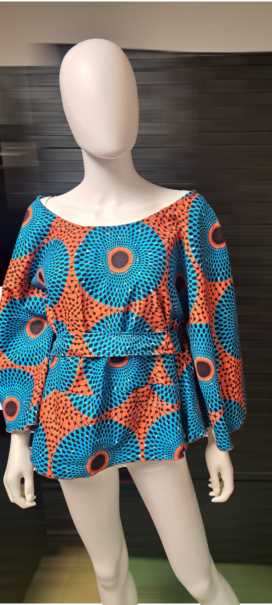 African print bell sleeve shirt