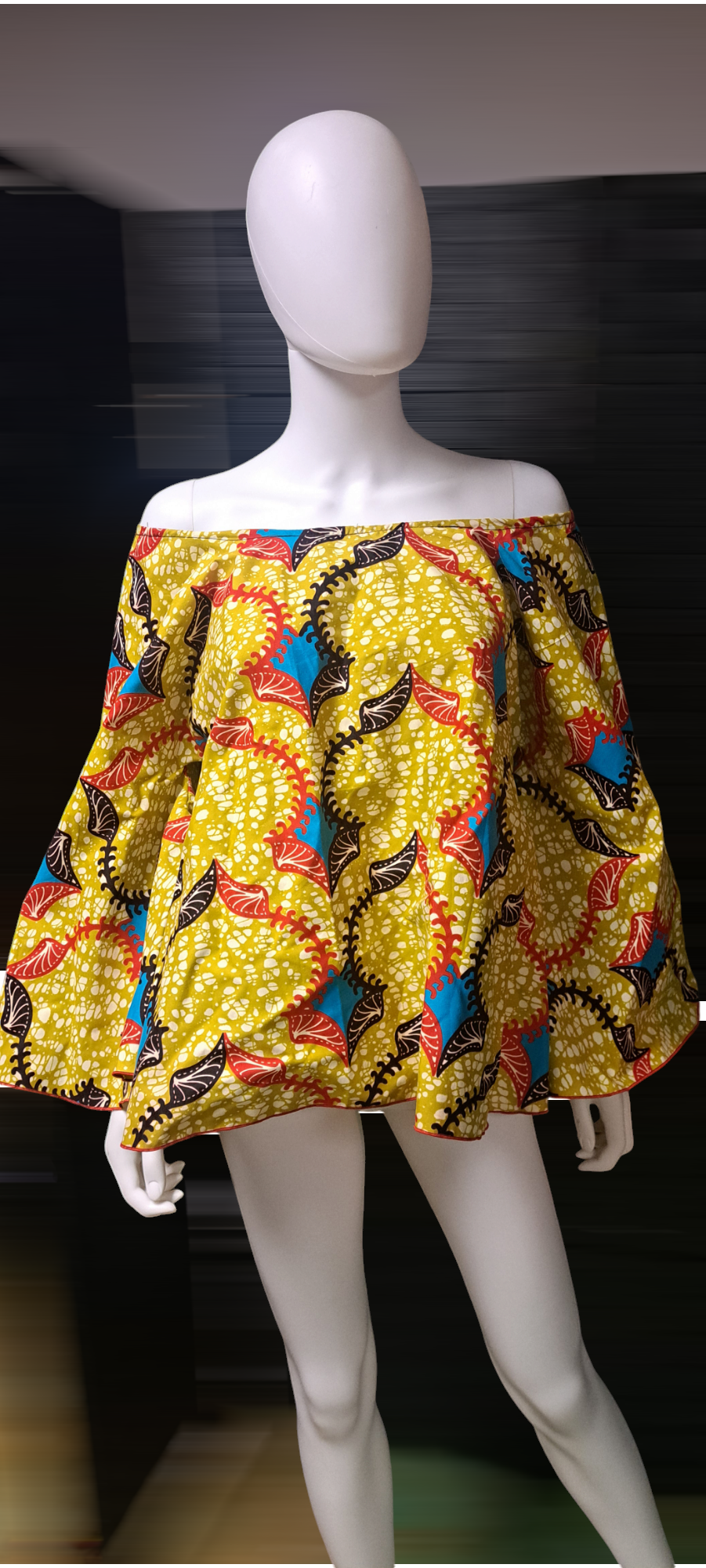 African print bell sleeve shirt
