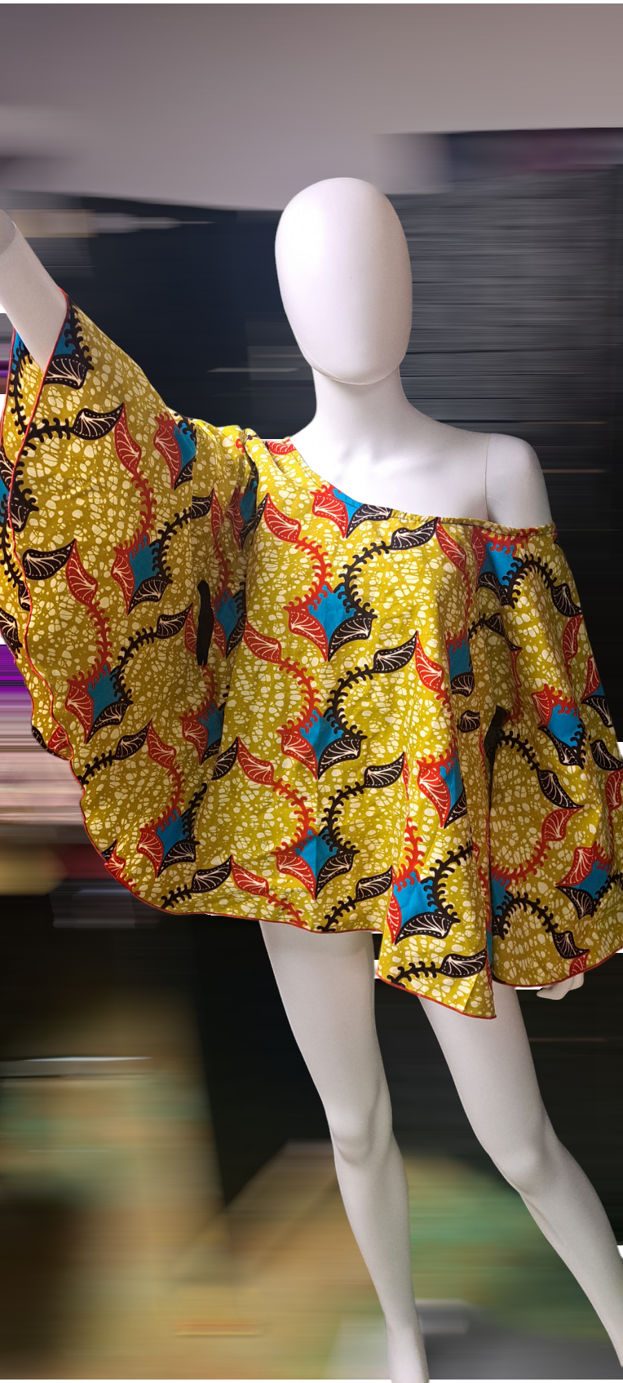 African print bell sleeve shirt
